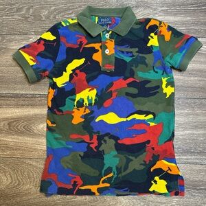 Polo Ralph Lauren Pony Camo Cotton Mesh Kids Button Up Shirt size 6